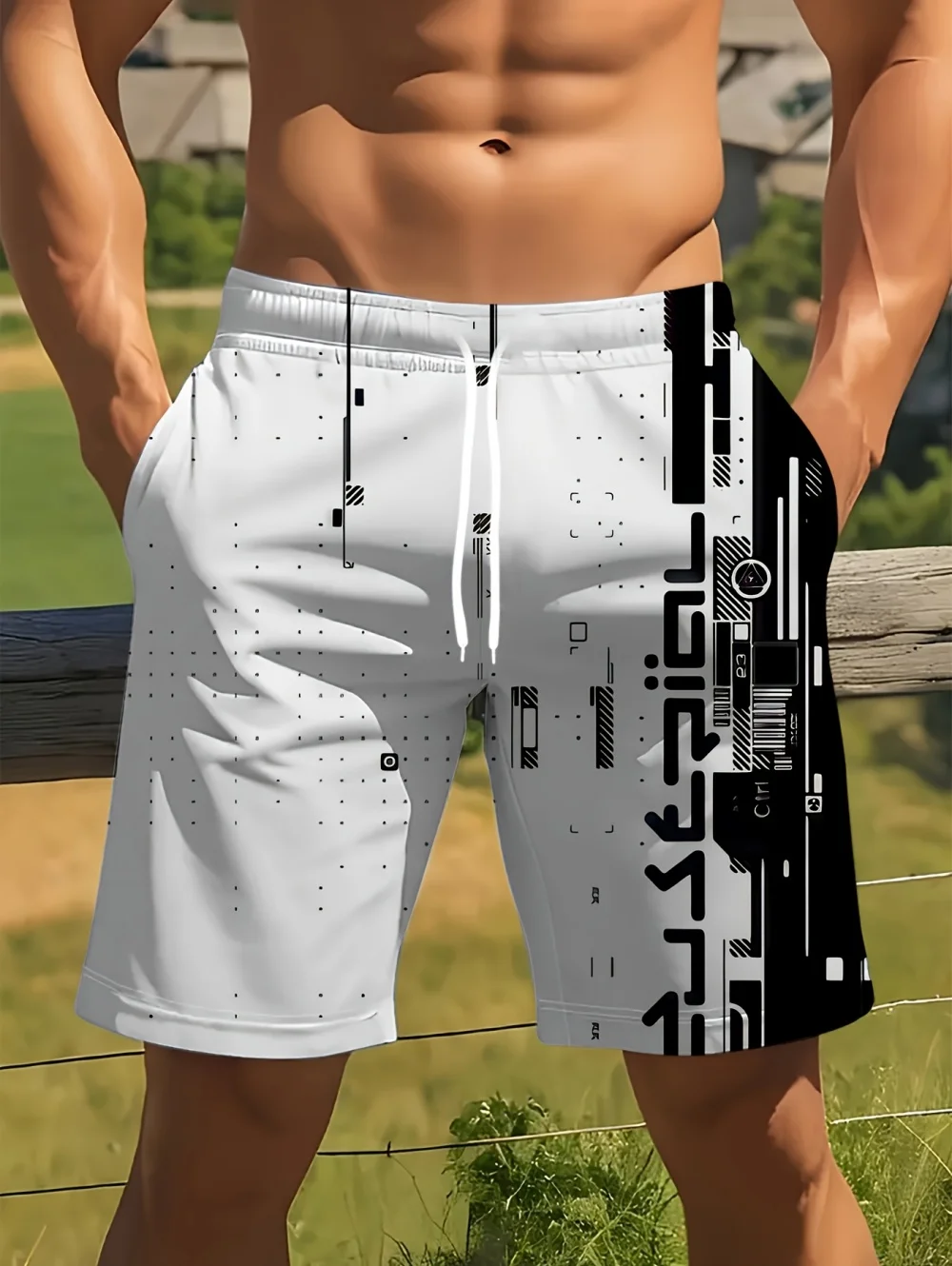 Summer Classic Grid Stripes Pattern Men Beach Shorts Swim Trunks Fashion 3D Printed Sports Casual Shorts Loose Clothes for Man