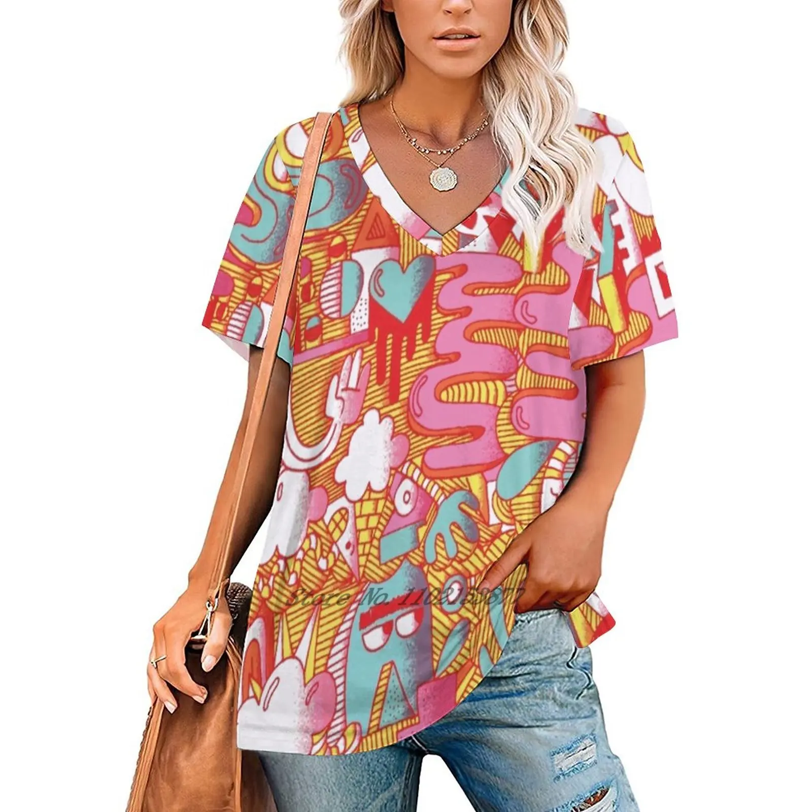 Beeblee - Doop Women Print T-Shirt Summer Casual Tops Streetwear T Shirt Boho Ladies Top Doodle Y2K Clothes T-Shirts T-Shirts