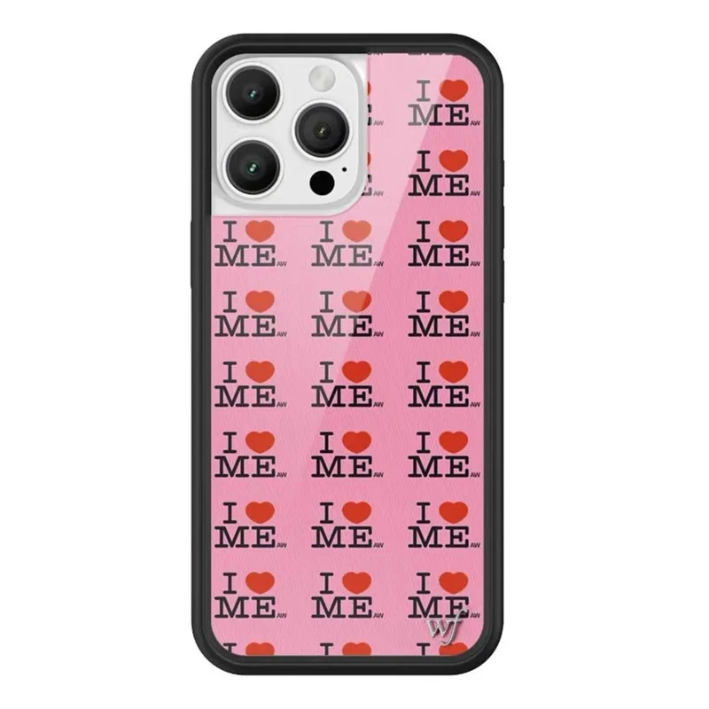 Wildflower I Heart Me blauw telefoonhoesje voor iPhone 17 16 15 14 13 12 Pro Max Plus WF 3D Love-Heart roze meisje schokbestendige achterkant