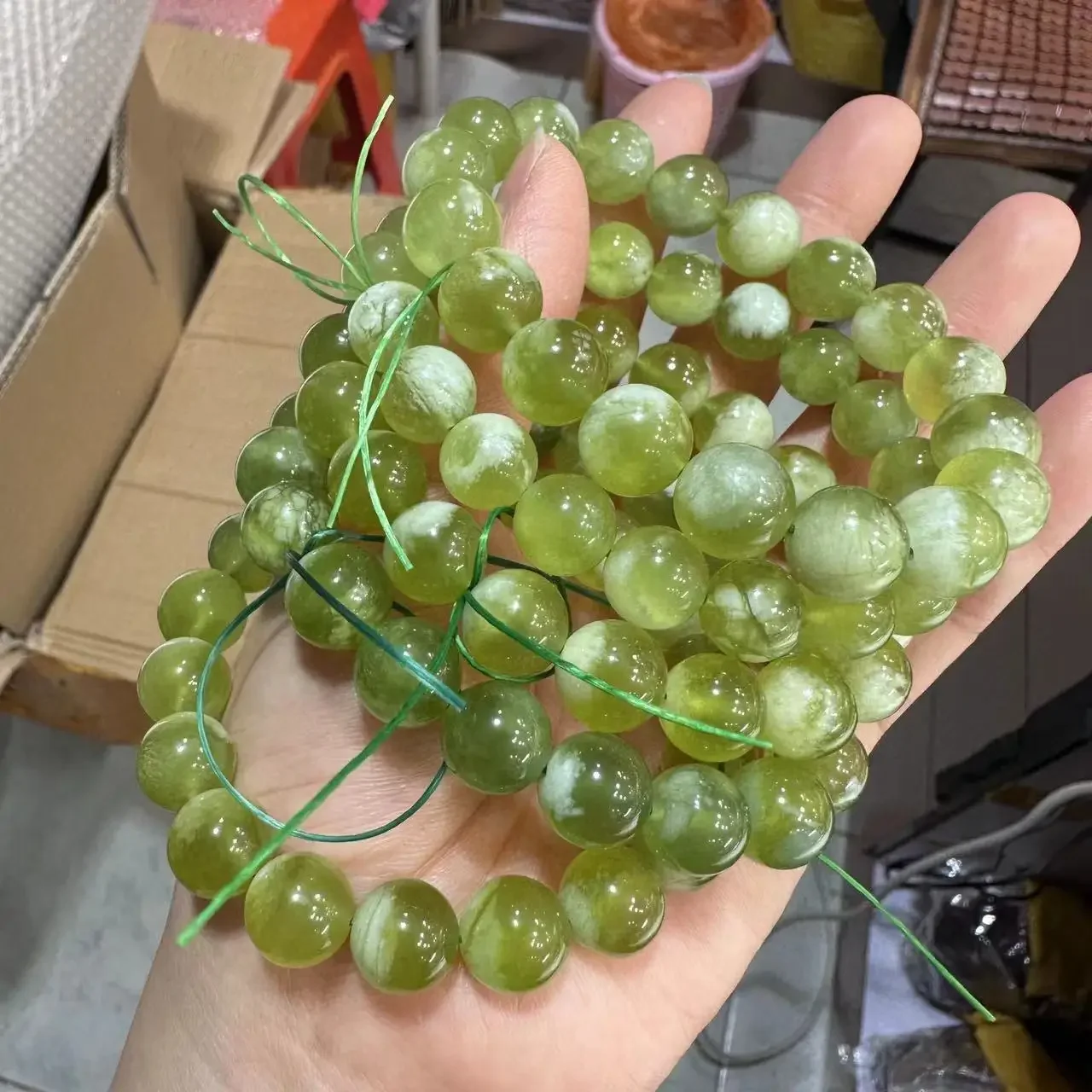 AAAA Natural Xiuyu Jade Bracelet Ethnic Style Round Bead Green Milk In Water Trendy Accessory Jewelry Making Women Gift Elegant