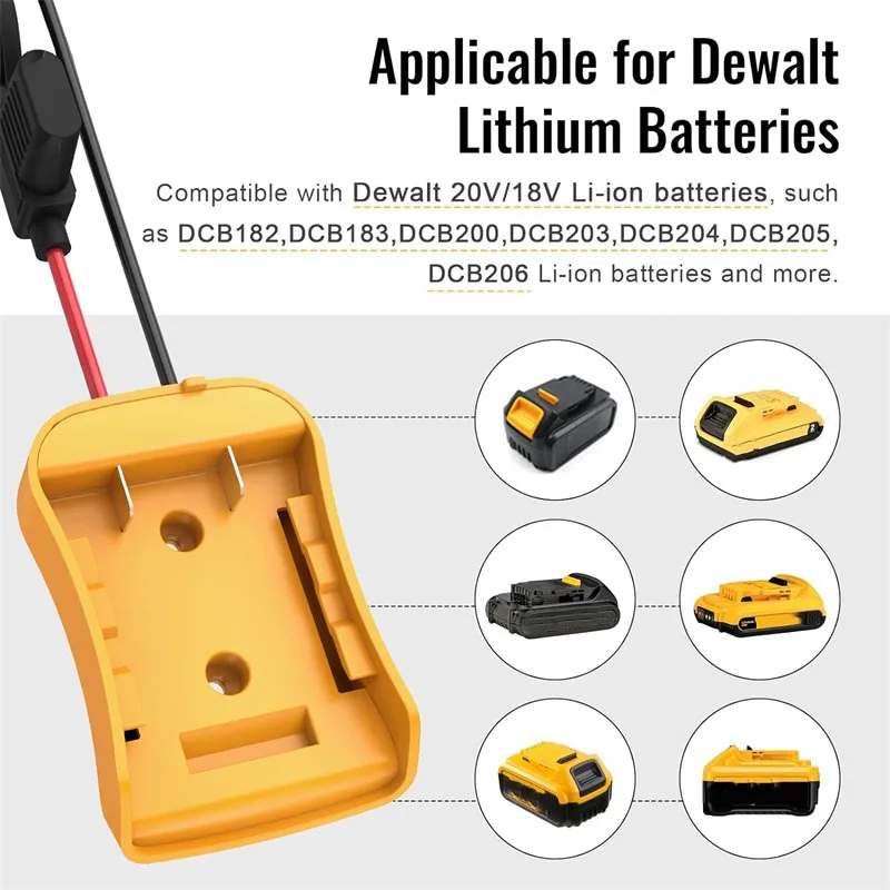 Power Wheels Adapter for Dewalt 20V Battery DCB205 DCB206 ,Battery Adapter with 12AWG Wire Harness Connector and 40A Fuse