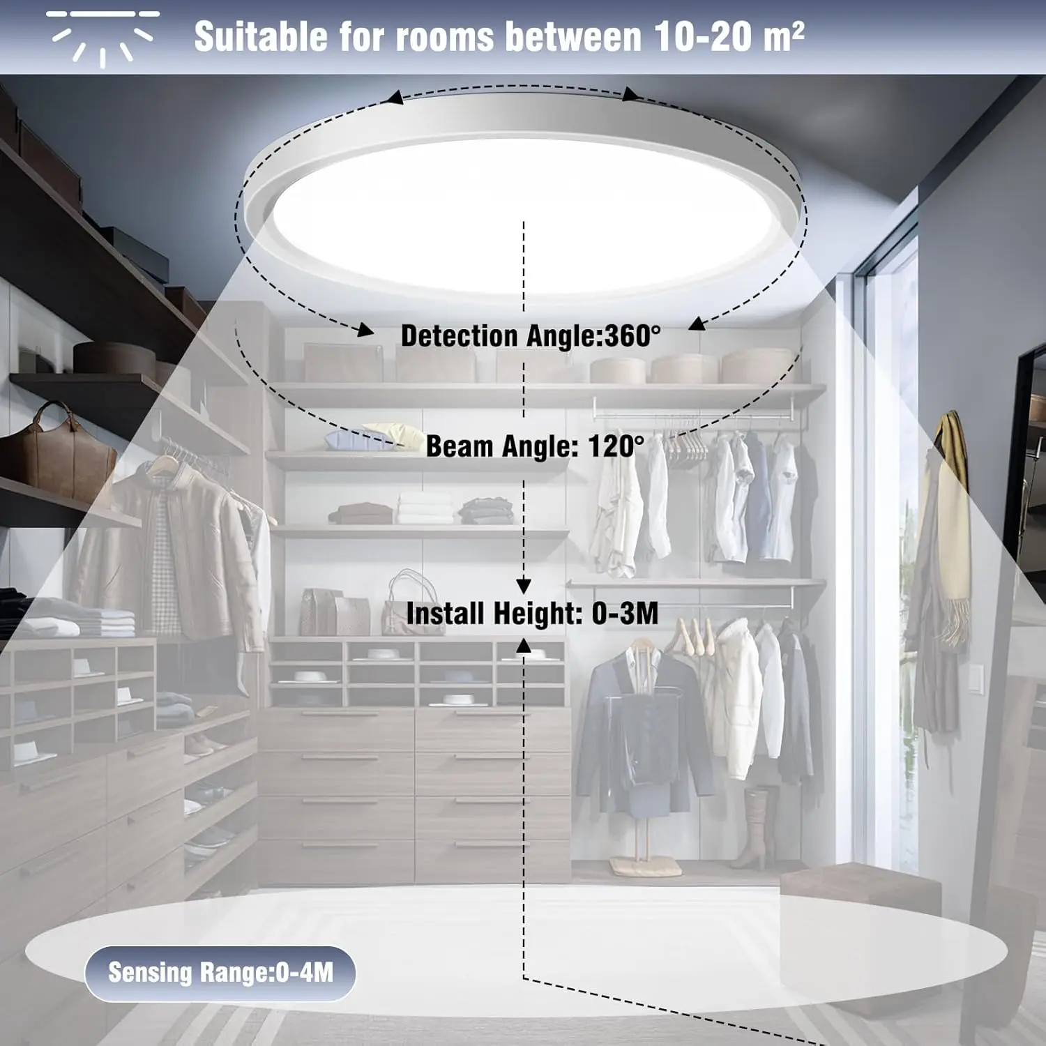 Obrázek 6: 18w LED strop lehký s hnutí senzor, 4000K, uitra plochý radiolokátor senzor strop lampa pro předsíň schody kuchyň balkon