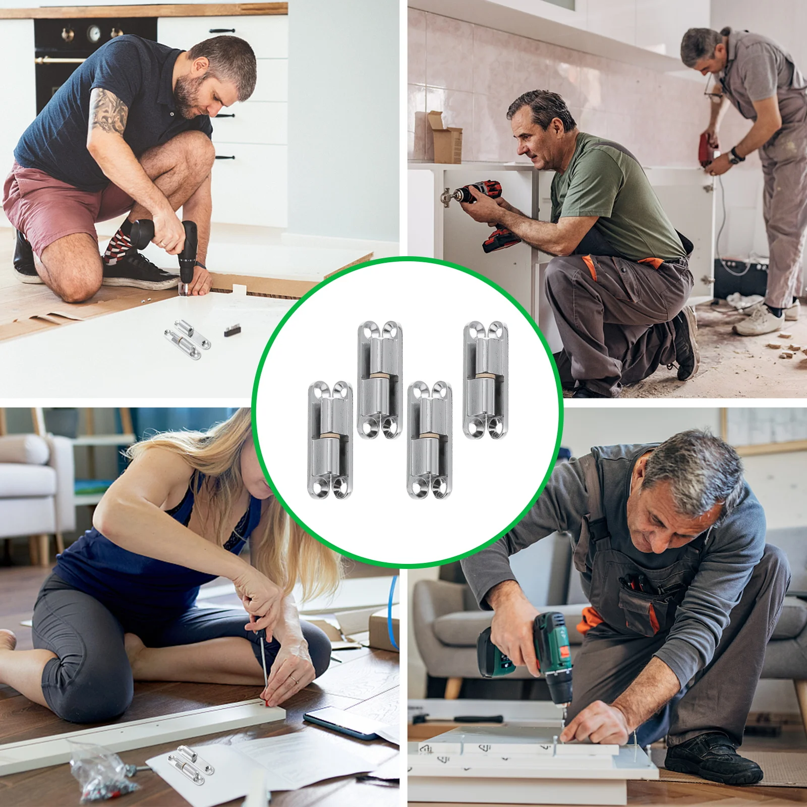 

2Pcs Door Hinge Cabinet Furniture Zinc Alloy Renovation Hardware Heavy Duty Hinges for Wood Steel Frames Silent Smooth