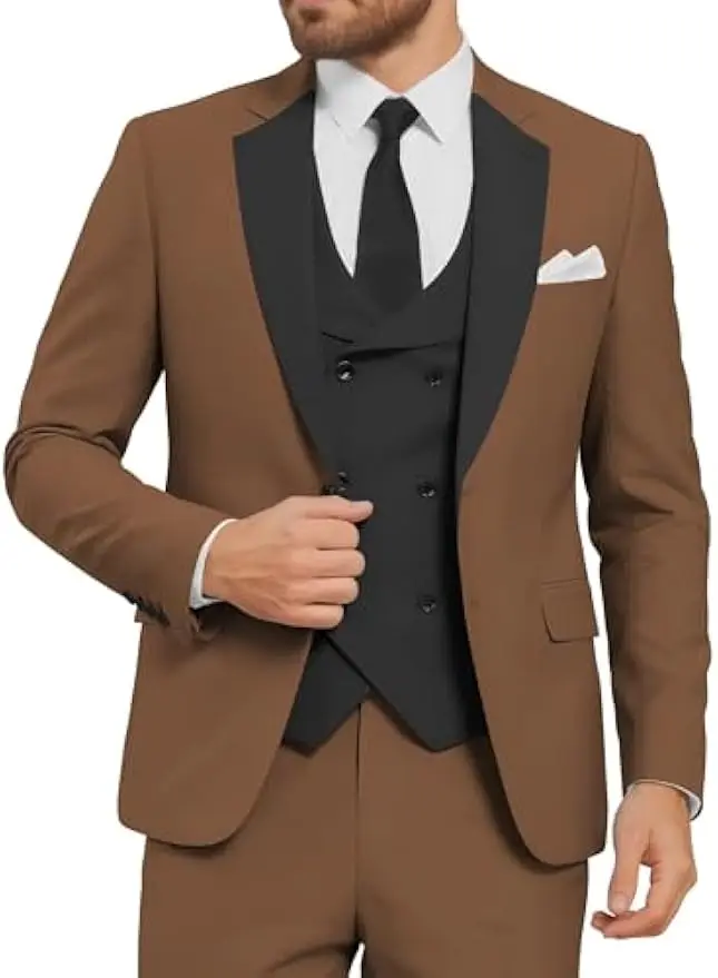 

Mens Suits 3 Piece Slim Fit Tuxedo Suit for Men Blazer Vest Pants for Wedding Prom