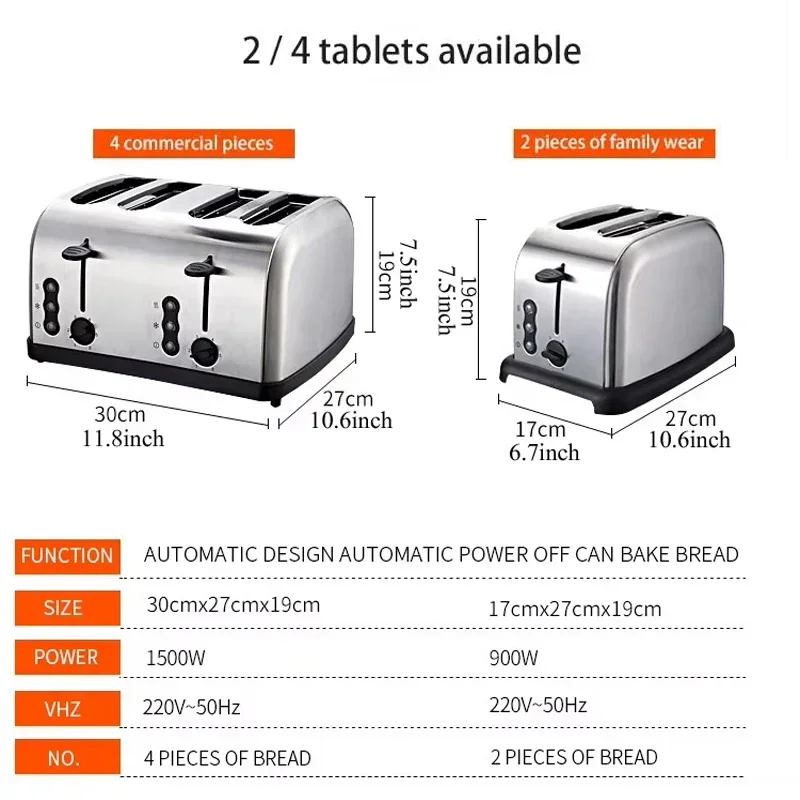 PBOBP 220V Household Small Toaster 2 Pieces Of 7 Gear Toaster Spit Driver Toaster Toast Breakfast Machine