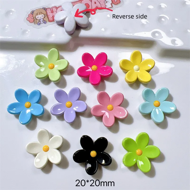 20Pcs Kawaii Color Flower Flatback Resin Girl Hairpin Headwear Accessories DIY Jewelry Crafts Decor Materials Scrapbooking Patch