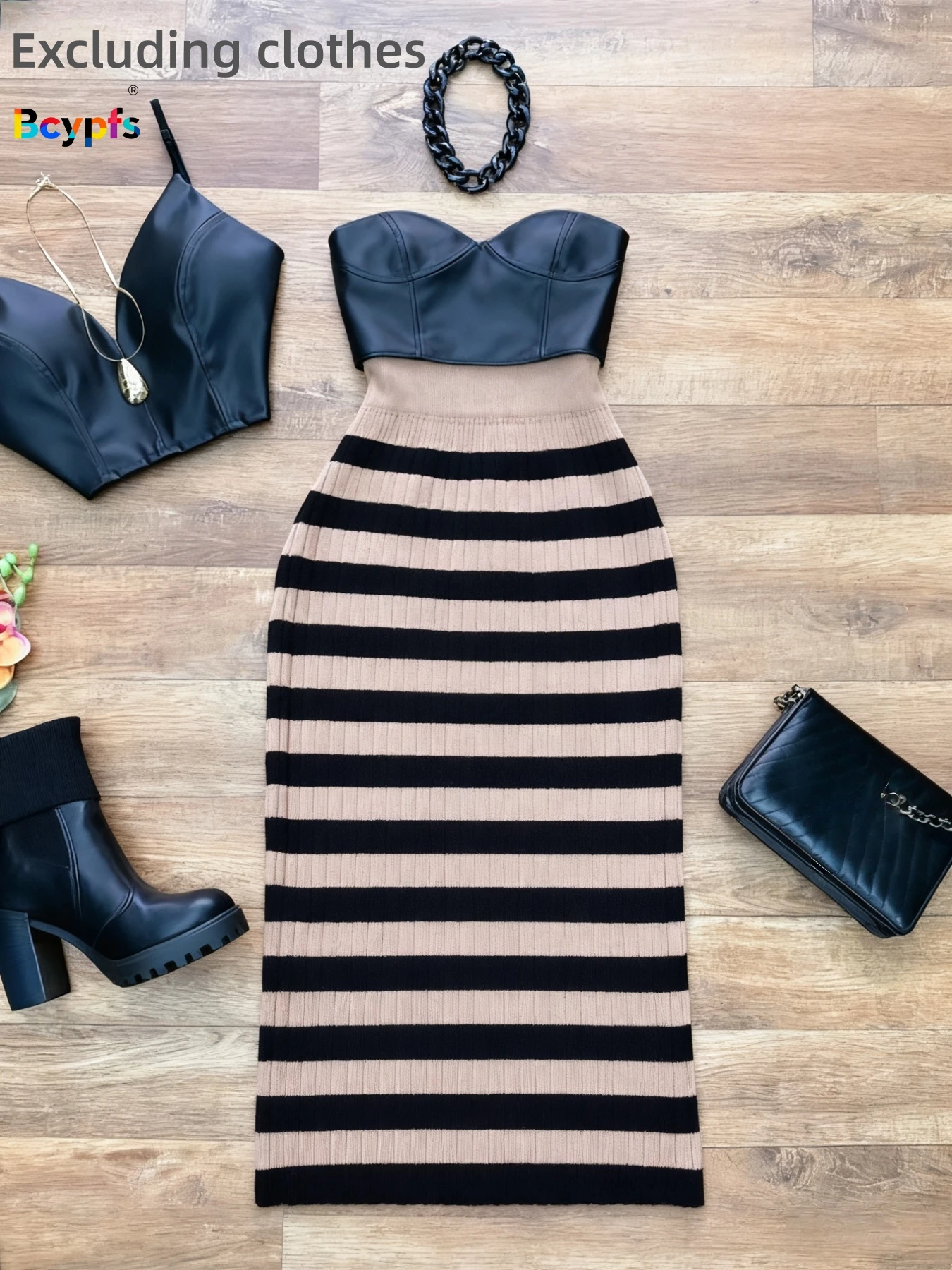 “Women's Ribbed Knit High Waist Striped Bodycon Maxi Skirt With Belt Black Beige Side Slit Casual Party Winter Long Skirt”