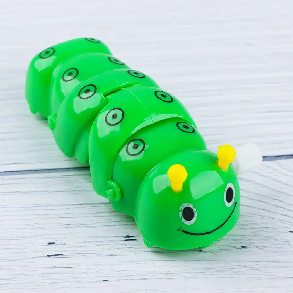 Presentes de plástico engraçado adorável brinquedo de corda em forma de lagarta brinquedo de relógio de desenho animado