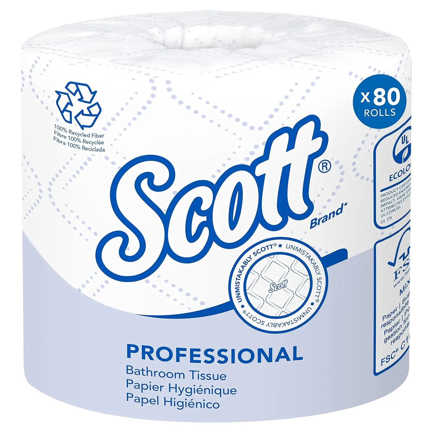 Professional 100% Recycled Fiber Standard Roll Toilet Paper, Bulk (13217), with Elevated Design, 2-Ply