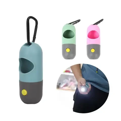 

Eco-Friendly Pet Waste Bag Dispenser with LED Light and Garbage Holder Storage Battery Degradable Poop Bags Dispenser