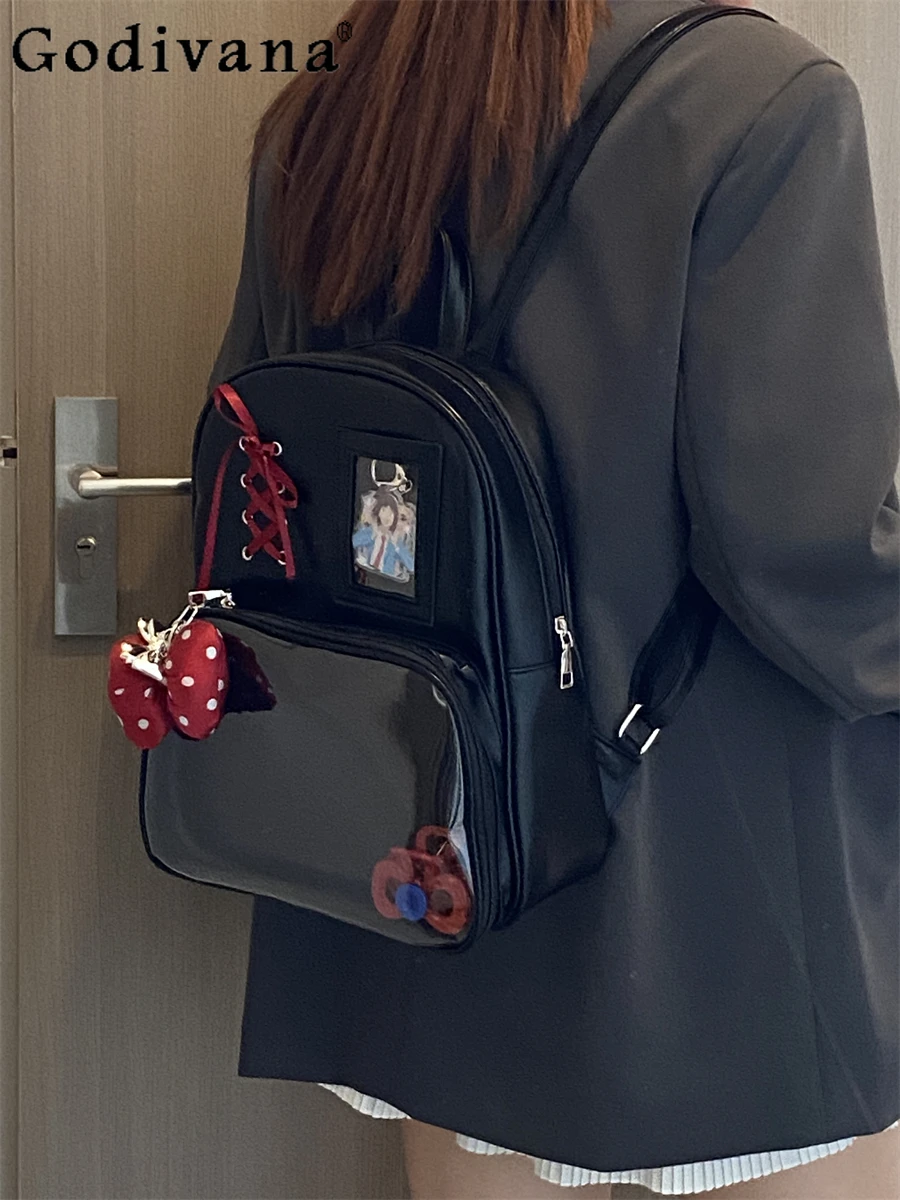 

Academy Style Japanese Original Ribbon Double Shoulder Pain Bag 15cm Doll Bag Anime Daily Commute Student Class Bag for Girls