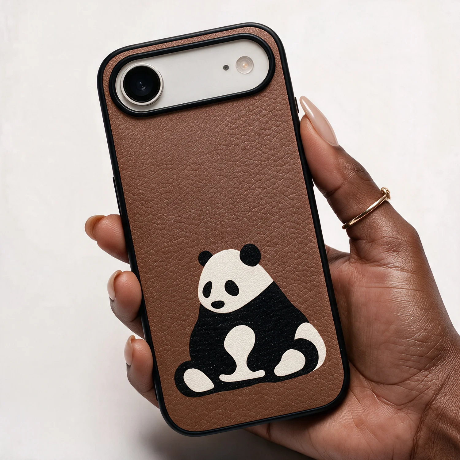For Apple IPhone 17 Air Case Phone Luxury Genuine Leather With Cat Pattern Design Shockproof Anti-fall 17Air Panda Cases Covers