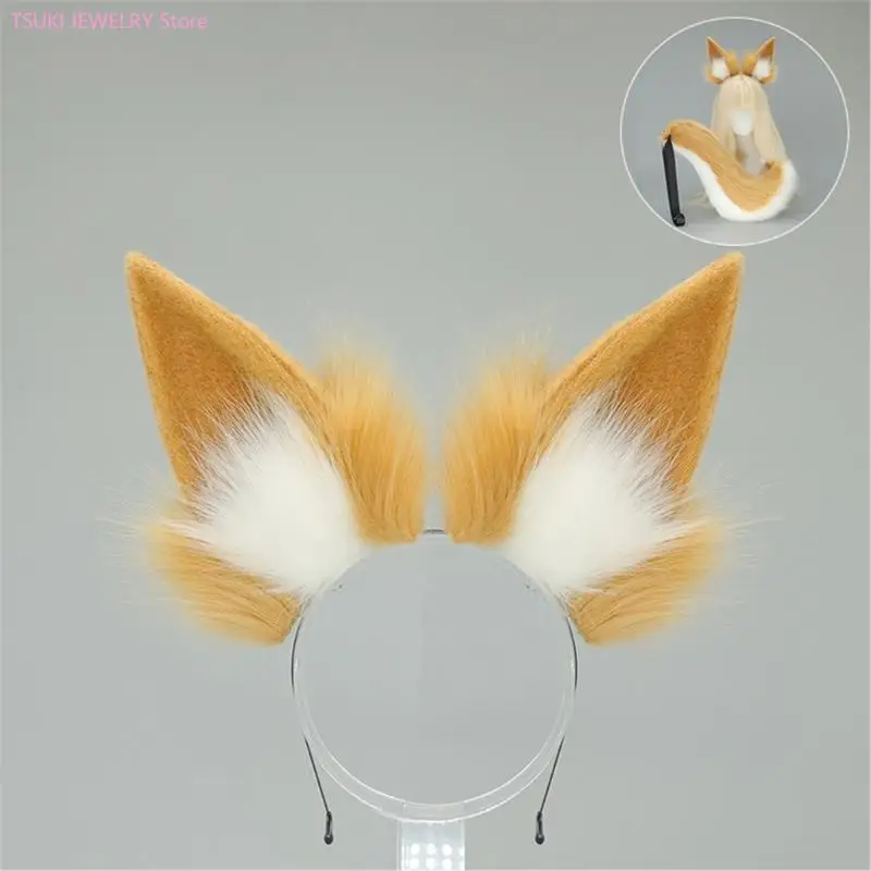 62KE – ensemble d'accessoires pour oreilles chat, faux cheveux, bandeau, queue en fourrure pour fête d'halloween événement