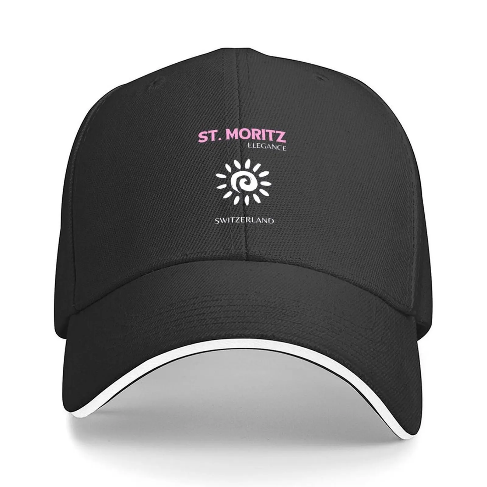

St Moritz, Switzerland, Preppy, Travel Art, Purple Baseball Cap Sun Cap Beach Beach Bag Male Women's