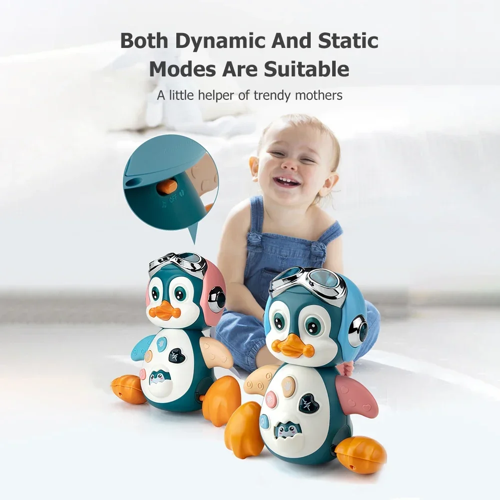 Baby Crawling Toys Musical Penguin Infant Moving Walking Dancing Toys con Light Toddler Interactive Development Kids Party Gift