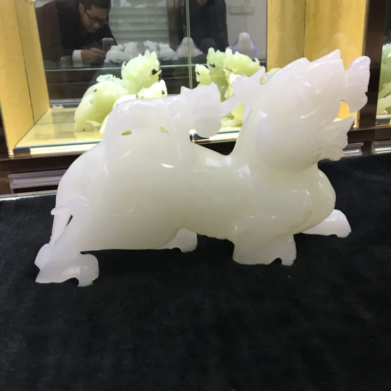 Afghan white jade Pixiu ornament home gift for opening business, home decoration, company jade gift ornament