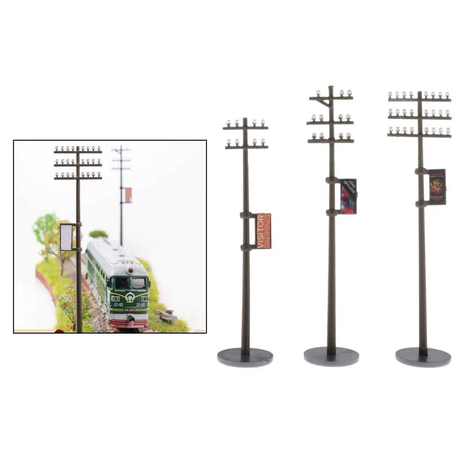 1/87 เสาขนาดเล็ก HO Scale Utility Pole Train Park Building Kit