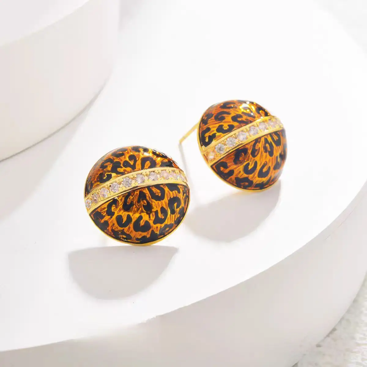 

Kt18 Gold Color Maillard Leopard Print Earring for Women Girlfriend Sparkling Earrings Wedding Valentine's Day Birthday Jewelry