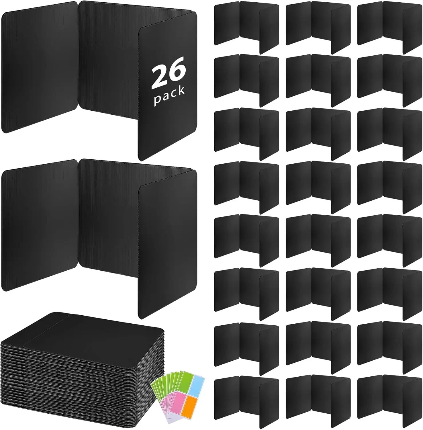 

Набор из 26 черных разделителей для стола с этикетками для студентов, водонепроницаемые пластиковые перегородки для учебных мест