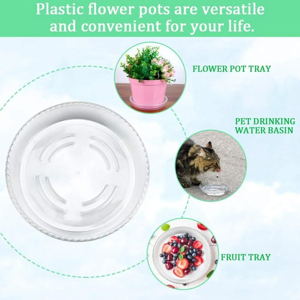 30 Pieces Plant Saucers Plastic Drip Trays for Flower Pots 15 20 25cm Clear Multipack for Indoor and Outdoor Gardening