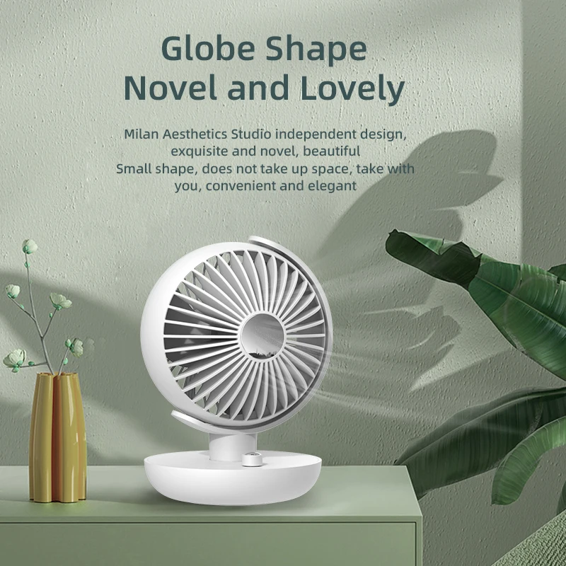 360° Rotating Office Desktop Fan Mute Globe Circulating Air Fan Rechargeable Multifunction Portable