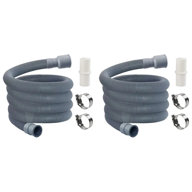 2X Automatic Drum Washing Machine Drain Pipe Drain Hose Fittings, 4 Meter