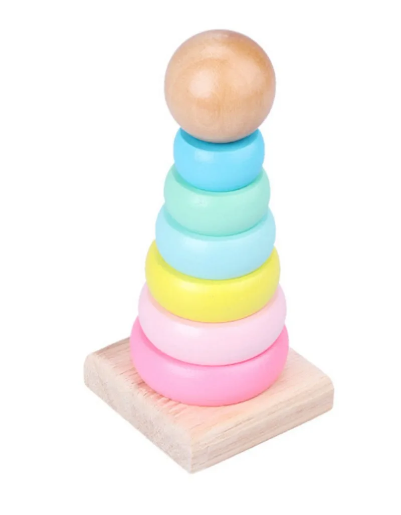 Wooden Kids Rainbow Tower Parent-child Fun Interactive Board Game Baby Size Color Early Education Puzzle Toys Montessori for Kid