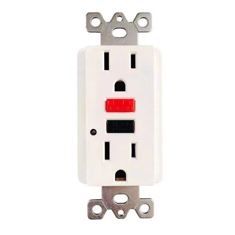 American GFCI Receptacle with LED Indicator, Ground Fault Leakage Protection Wall Outlet with Panel