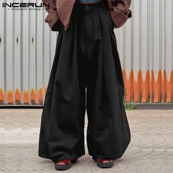 INCERUN 2024 Korean Style Pantalons New Men's Loose Simple Wide Leg Long Pant Leisure Streetwear Male Personality Trousers S-5XL