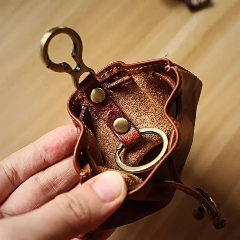 Japanese Style Genuine Soft Leather Wallet Mini Purse Key Coin Bag Multifunctional Waist Pack for Men Women Handmade view 4