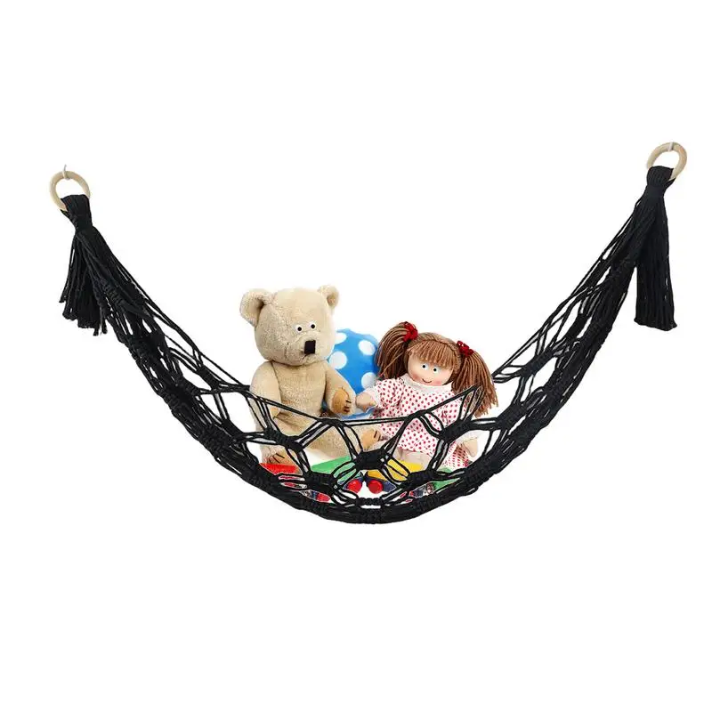 Boho Stuffed Animal Hammock Storage Stuffed Toys Organizer Doll Room Corner Organizer Mesh For Room Decoration Hanging Hammock