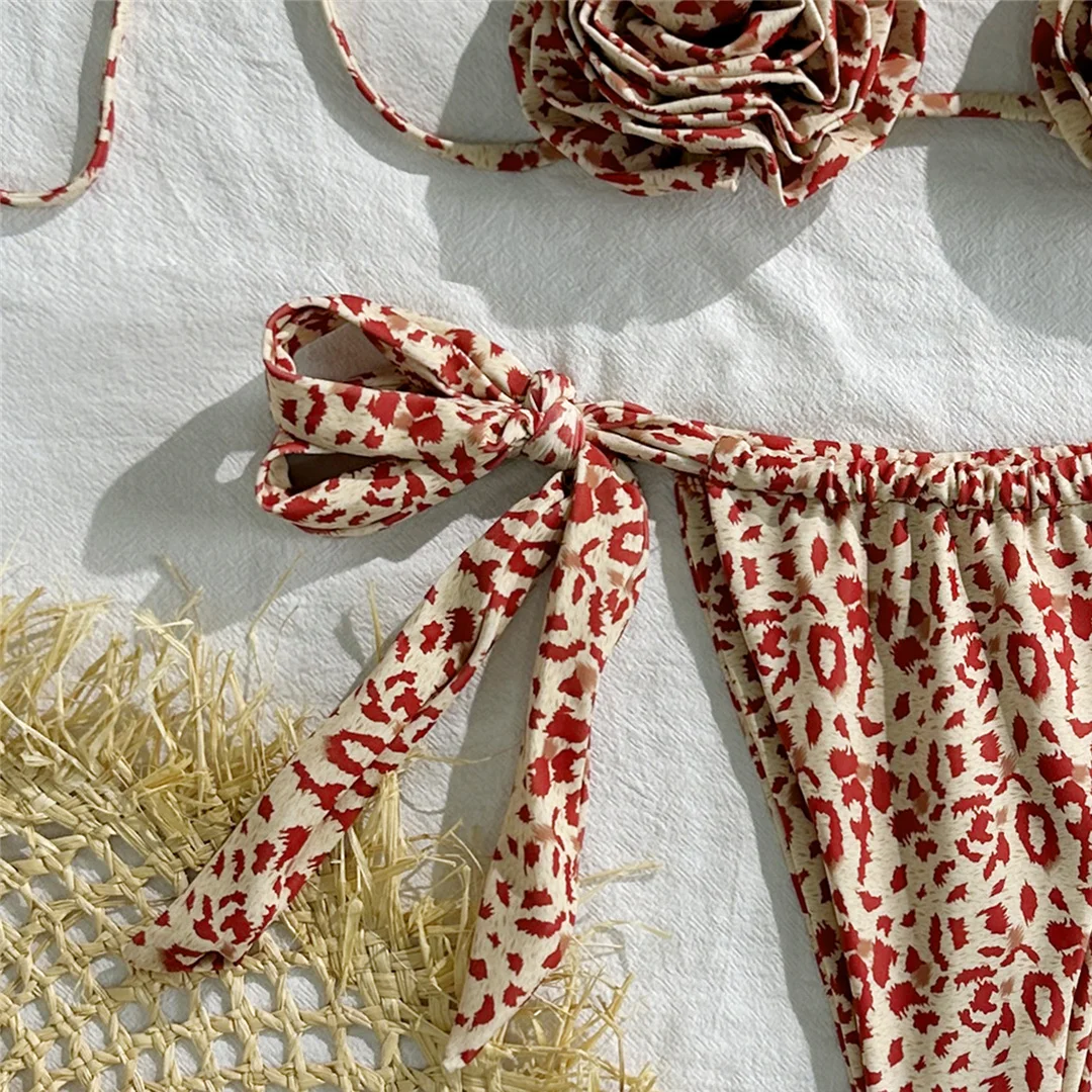 Neuer Leopard 3D-Blumen-Neckholder-Bikini, Damen-Badeanzug, zweiteiliges Bikini-Set, trägerloser Badeanzug, Badebekleidung, Badeanzug, Modell V6967 – Detail 17
