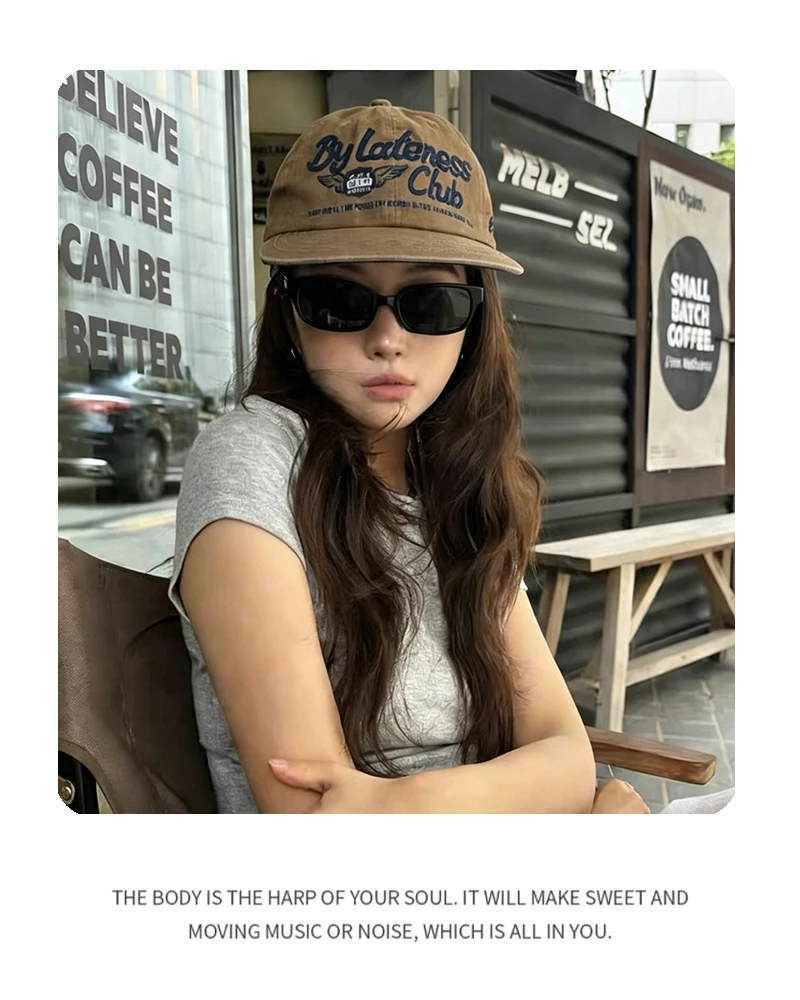Neue Retro-Baseballkappen für Damen und Herren mit Buchstaben-Stickerei, Sonnenschutz, flachem Schirm, vielseitig einsetzbar, modische Outdoor-Caps – Detail 7