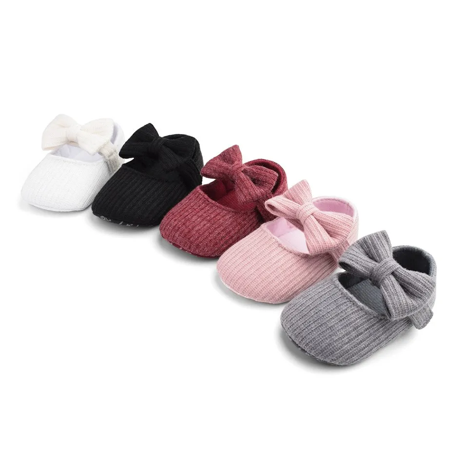 Newborn First Walkers Toddler Knitted Soft Sole Cotton Sneaker Kids Spring Anti-Slip Mary Jane Flats Infant Prewalker 0-12 Month