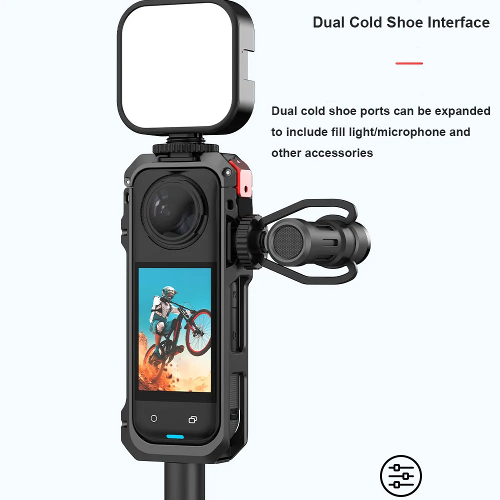 

Алюминиевый защитный чехол в клетке для кроликов, многофункциональный адаптер расширения в металлическом каркасе с крышкой объектива для Insta360 X5