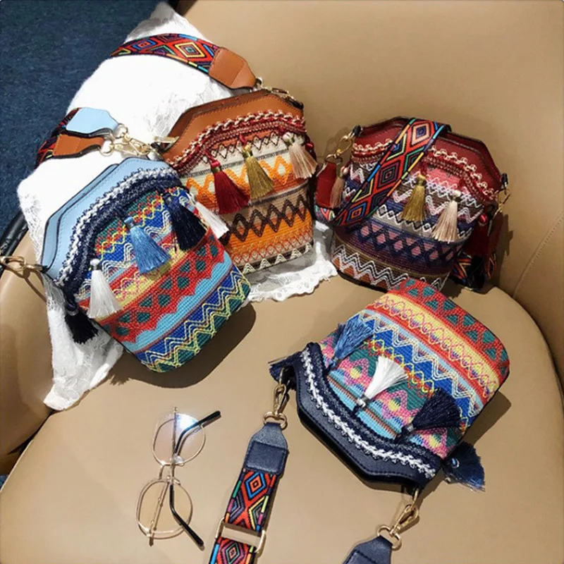 

Ethnic Style Woven Bucket Bag - Women’s Luxury Tassel Crossbody Shoulder Bag, Perfect for Daily Commute