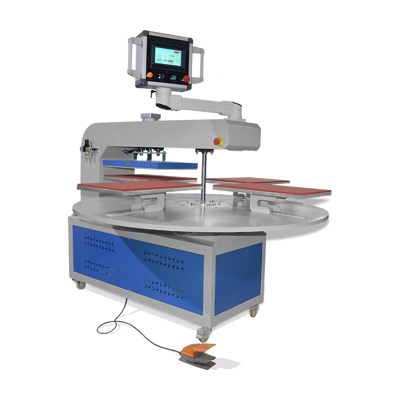 Factory Automatic 6-Station T-Shirt Heat Press Machine Flatbed Printer Factory Pneumatic Carousel Heat Press for T-Shirt