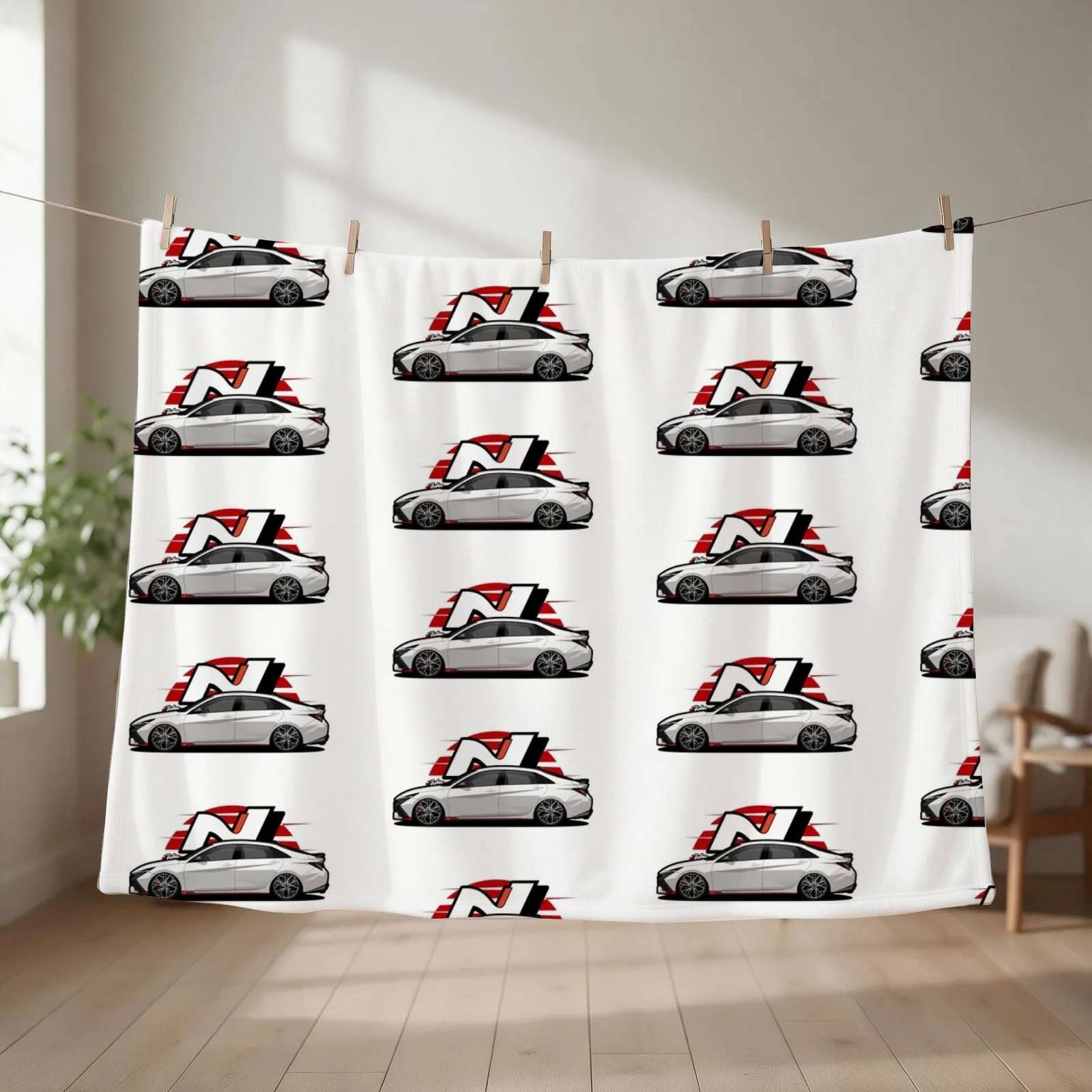 i30N Sedan/Elantra N Side View Throw Blanket couch cozy soft plush fuzzy picnic outdoor blanket