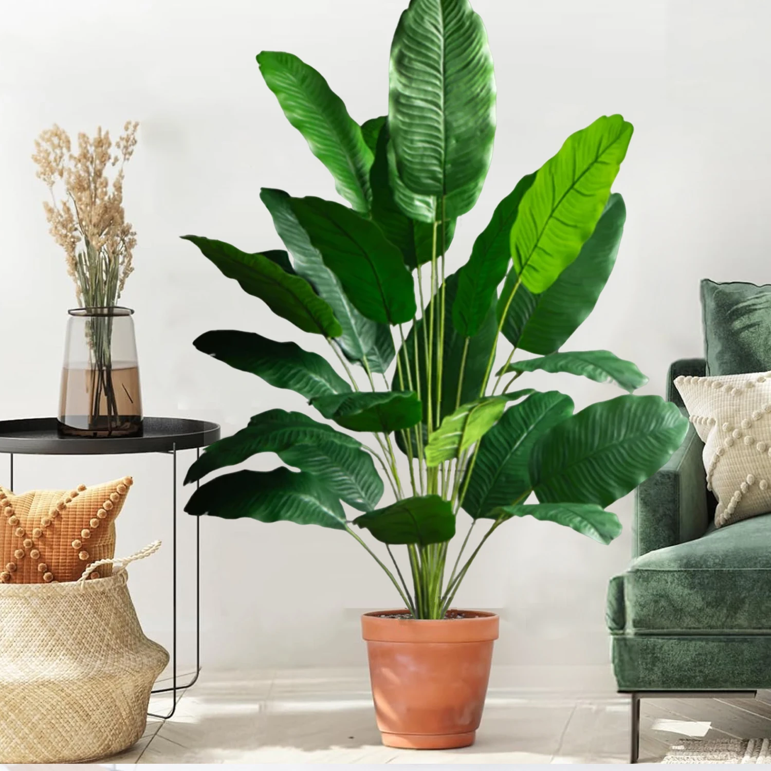 65–125 cm/47,2 Zoll große tropische Palme, gefälschte Bananenpflanzenblätter, fühlt sich echt an, Strelitzia Reginae-Kunststoffpflanze für den Hausgarten – Detail 7