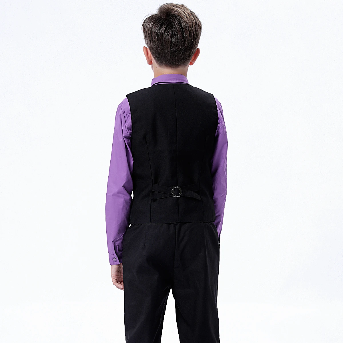 Boys Vest and Pants Set Easter Outfit for Boys Suit 6 Piece Formal Dress Wedding Halloween Mardi Gras Outfit Purple and Black