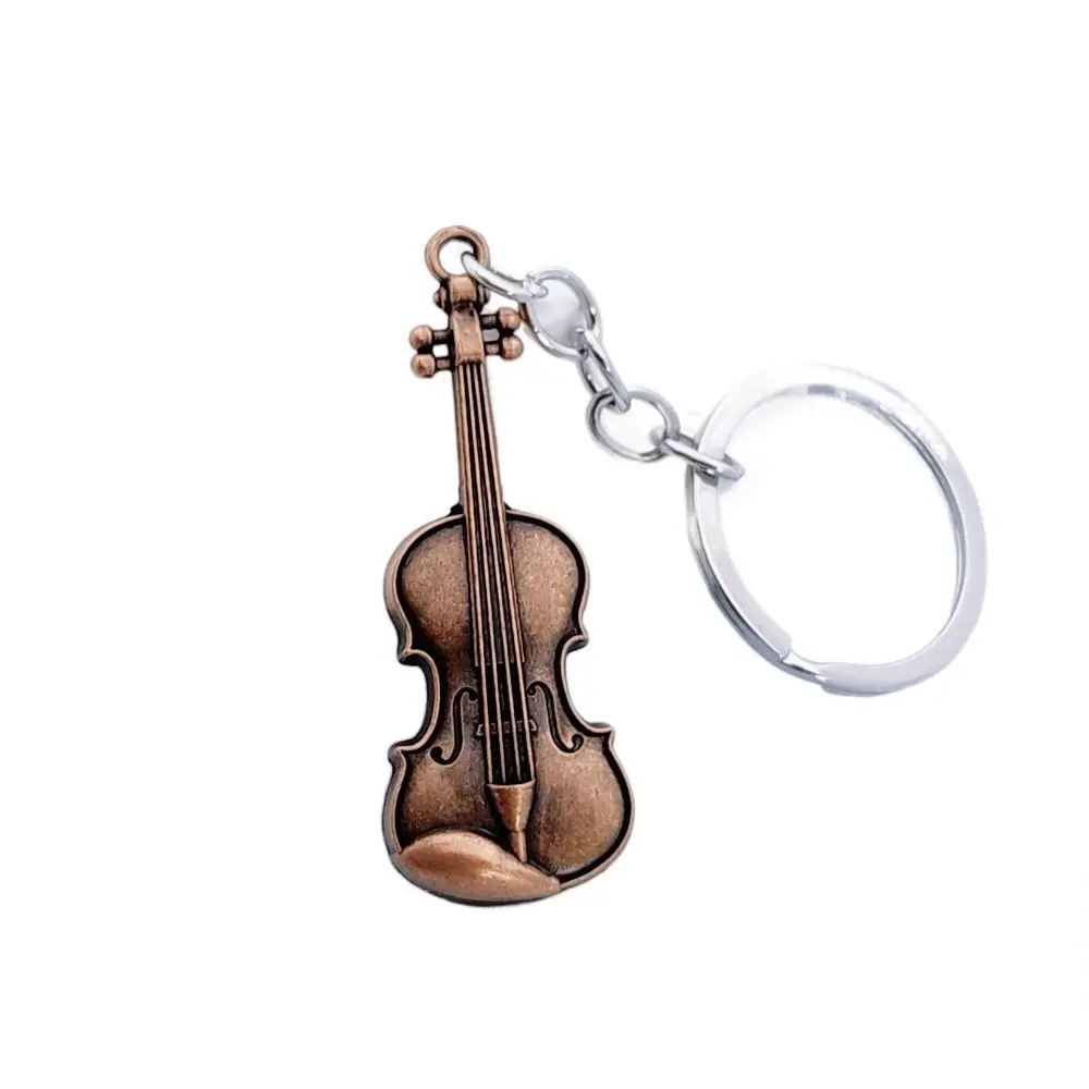 

Copper Bronze Violin Key Chain Classical Mini Vintage Violin Keyring Bag Charm Creative Musical Instrument Pendant Friends