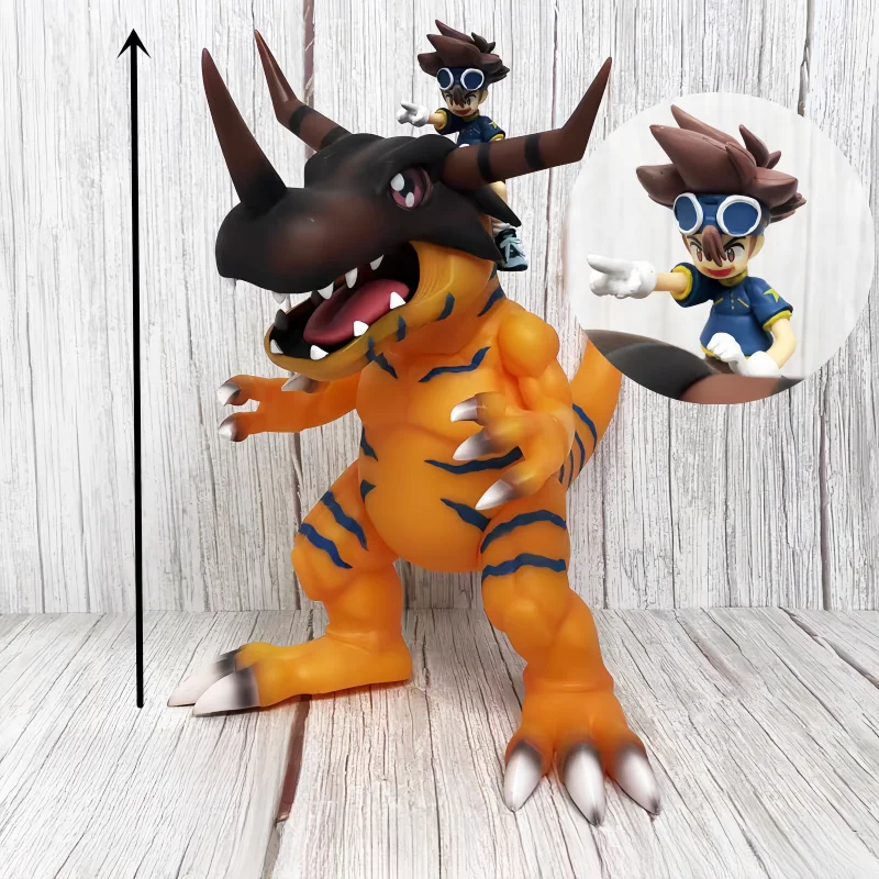 

Japan Anime Digital Monster Greymon & Taichi Yagami Figure Toys 30cm Dinosaurs Model Larger Ornaments Birthday Gifts