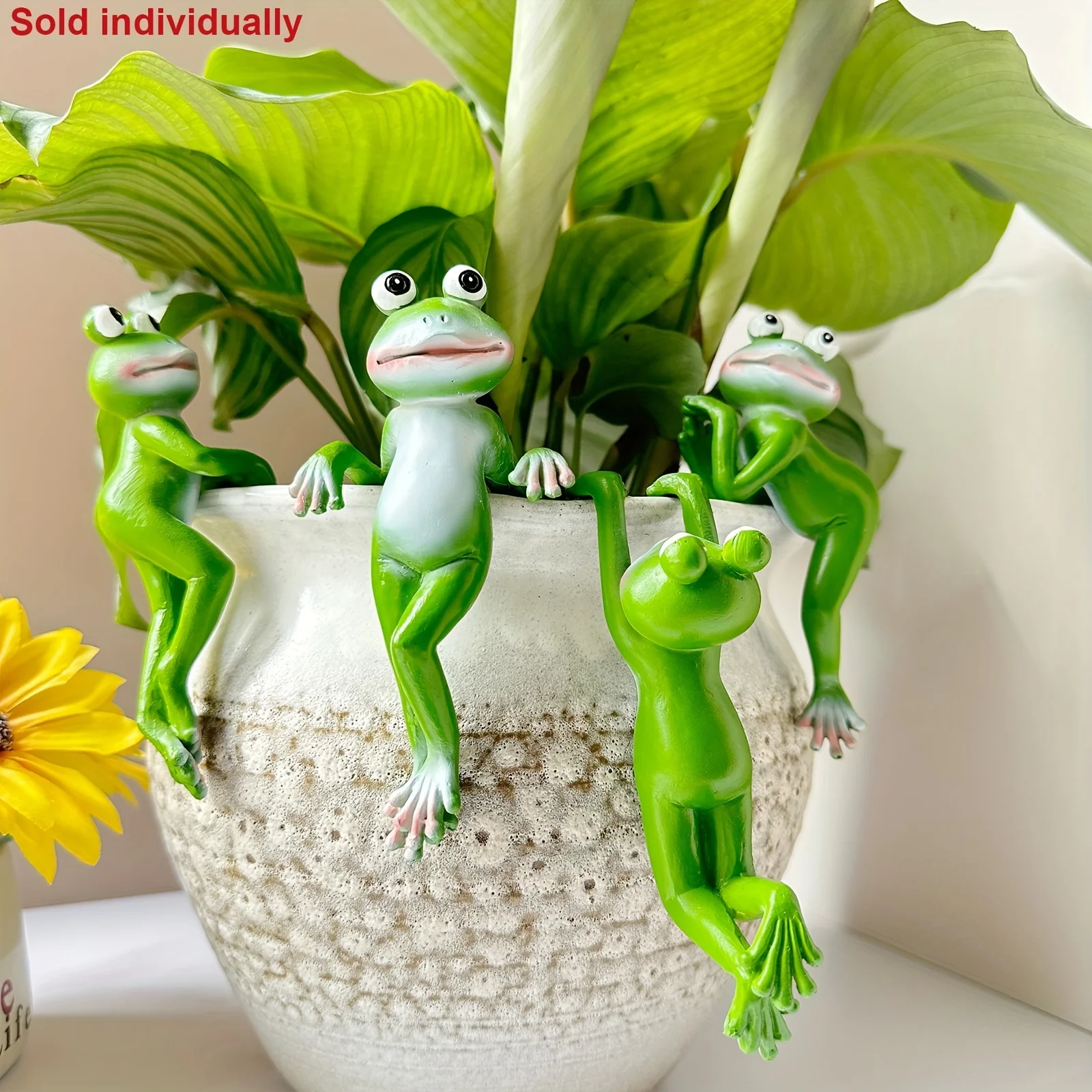 1Pc Cartoon Frog Statue, Resin Animal Hanging Art Ornament, Flower Pot Hanging Decoration, Small Frog Figurine Suitable for Home Decoration