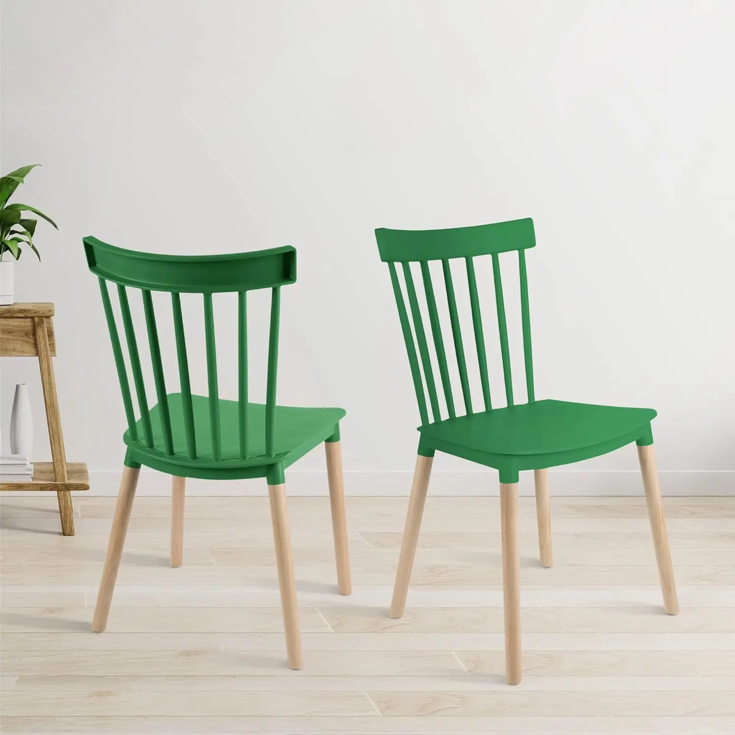 Armless Moderne Plastic Stoelen Met Houten Poten Voor Het Leven, Slaapkamer, Keuken, Eetkamer, Lounge Wachtkamer, Restaurants, Cafés, Set O