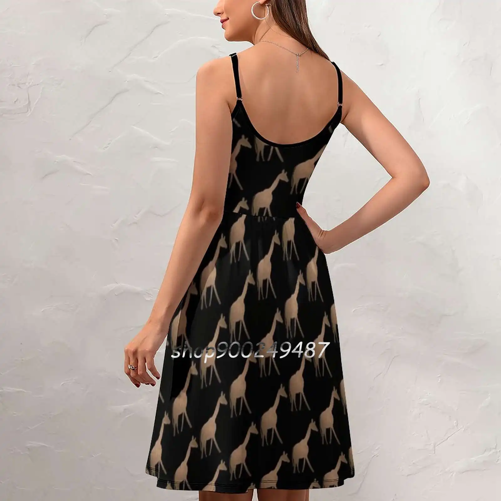 Bronze Giraffe Sweet Summer Casual Sling Dresses Korean Women Sexy Sundress Giraffe Giraffe Art Conservation Nature Safari