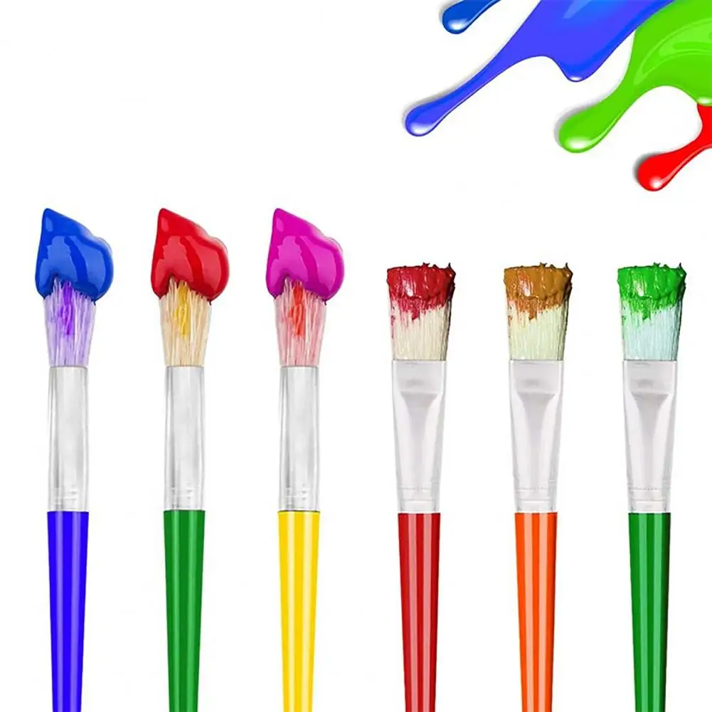 10Pcs Boar Bristles Paint Brush Set Painting Brushes Non-slip Handle Oil Gouache Watercolor Painting Brush with Round Flat Tip