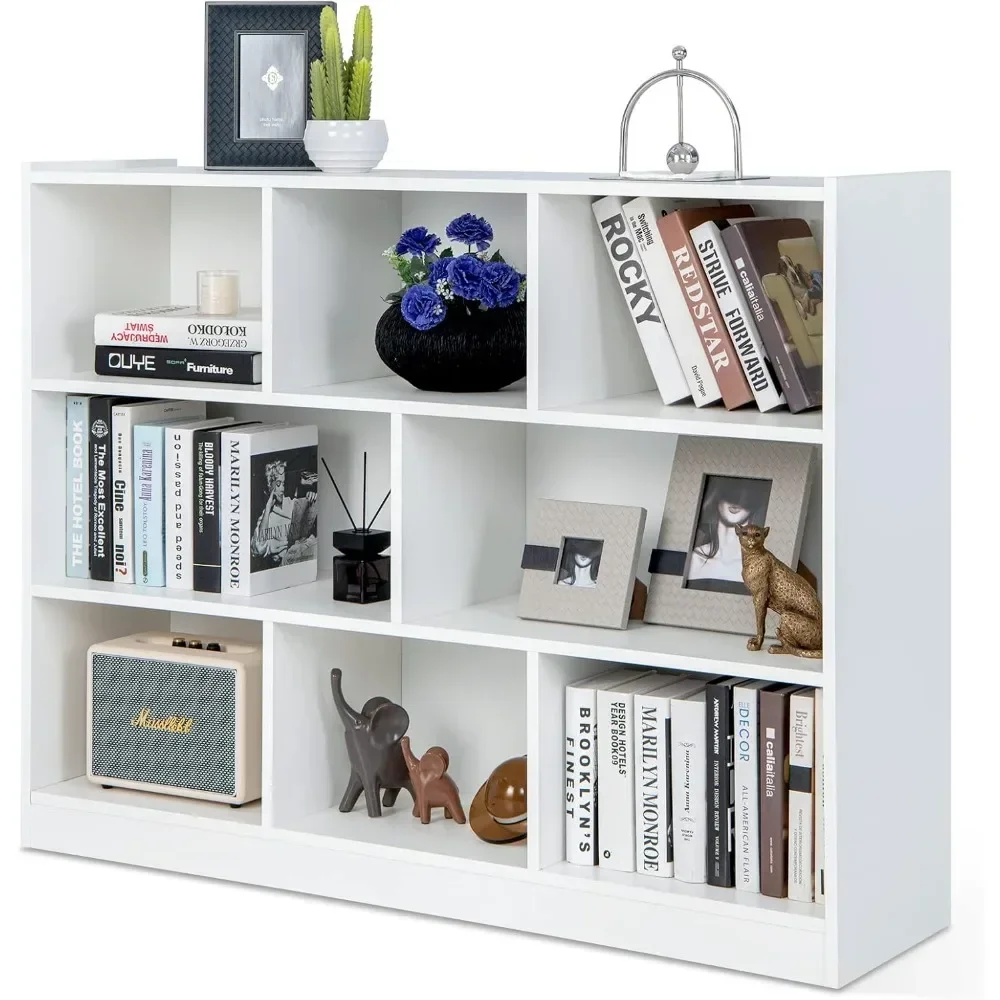 

8 Cube Bookcase, Freestanding 3-tier Open Bookshelf, Modern Storage Display Cabinet, Wood Cube Storage Organizer