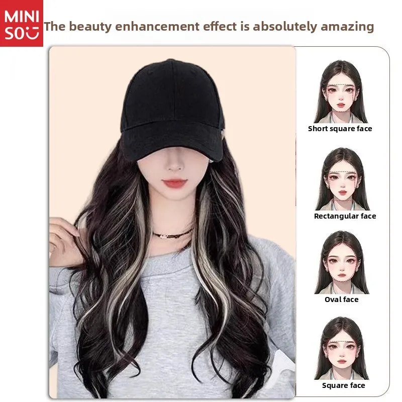 

Женский парик-шляпа 2-в-1 — модные универсальные блики, большие волны, длинные вьющиеся волосы, стильная фуражка, повседневный цельный парик, головной убор