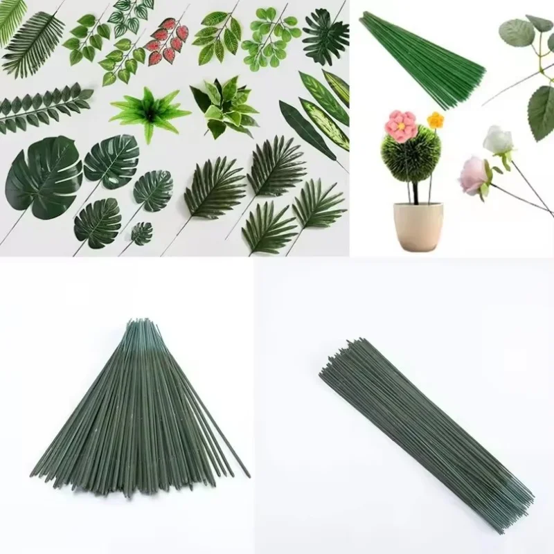 

Green flower stem iron wire christmas Wedding Celebration bridal bouquet Home vase DIY box manual accessory material decor Cheap
