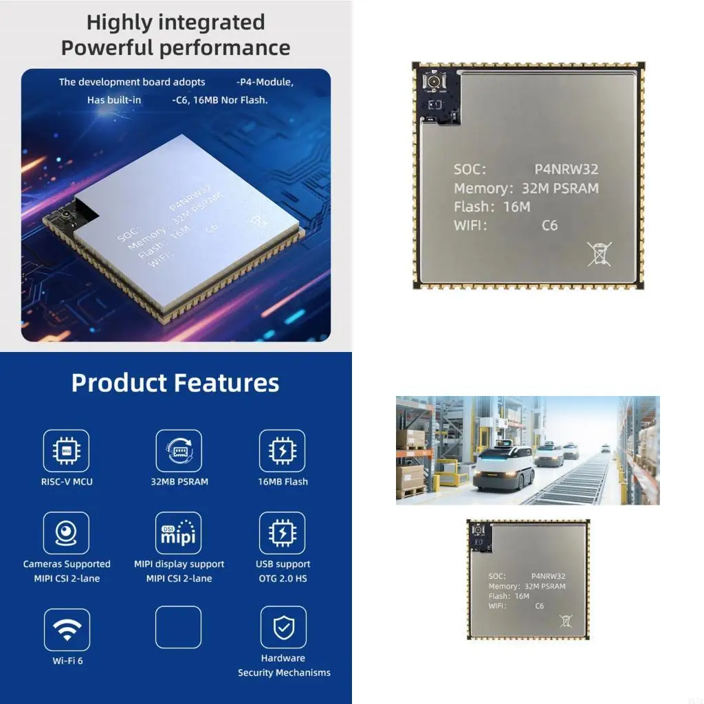 

4x7e ESP32P4 Microcontroller Double Cored Module с BT5.0 и портом MIPI